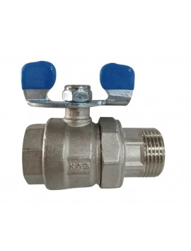 Amerikankalı su ventili KAS DN25, iç-çöl bağlantılı, mavi